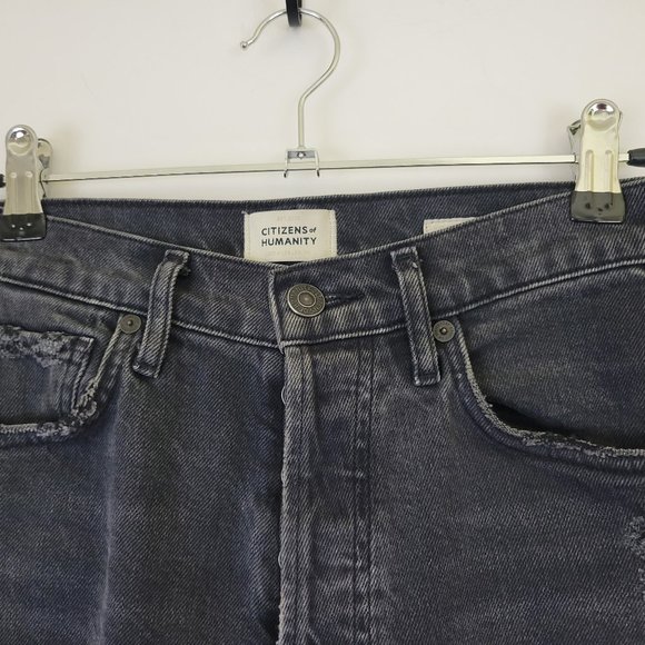 COH Charlotte High Rise Distressed Straight Cropped Destroyed Gray Jean - Picture 4 of 14